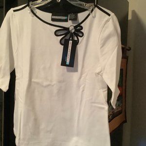 NWT White Top  with black bow size PL